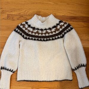 Nicholas Cream & Brown Fair Isle Alpaca Sweater!